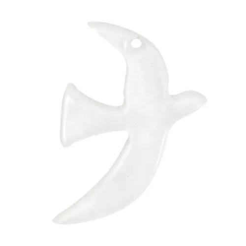 Ciondolo uccello in acrilico 15x10 mm in esclusiva per Perles&Co - Bianco perlato x1