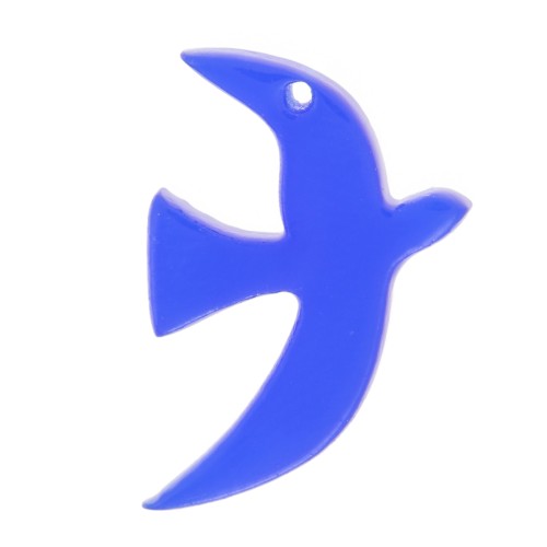 Ciondolo uccello in acrilico trasparente 15x10 mm in esclusiva per Perles&Co - Royal Blue x1