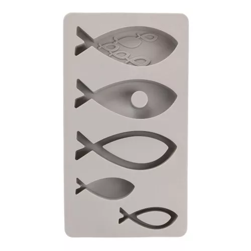 Stampo in silicone 26x14,5 cm - 5 forme di pesce - Grigio x1