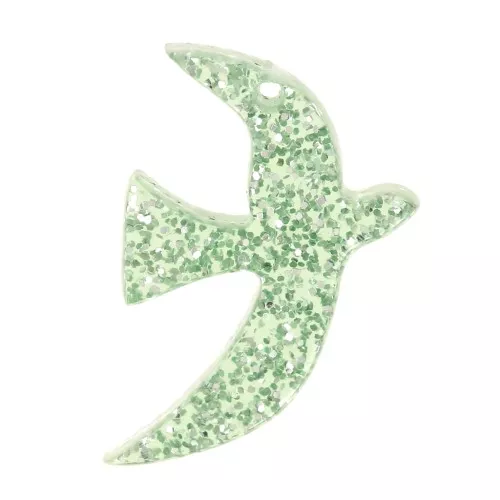 Ciondolo uccello in acrilico 15x10 mm escl. Perles&Co - Glitter verde muschio x1