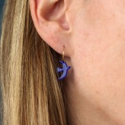 Ciondolo uccello in acrilico 15x10 mm in esclusiva per Perles&Co - Glitter blu reale x1