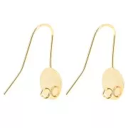 Ganci piatti per cabochon fondo piatto 10 mm - Dorato con oro fino x2