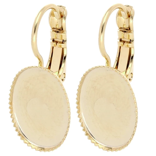 Orecchini cabochon 14x10 mm con anello aperto - Dorato con oro fino x2