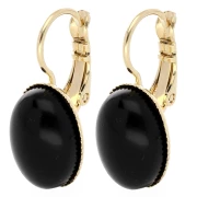 Orecchini cabochon 14x10 mm con anello aperto - Dorato con oro fino x2