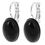 Portacabochon piatti 14x10 mm con anello aperto - Argento x2