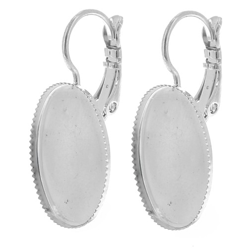 Portacabochon piatti 18x13 mm con anello aperto - Argento x2