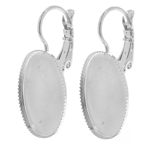 Portacabochon piatti 18x13 mm con anello aperto - Argento x2