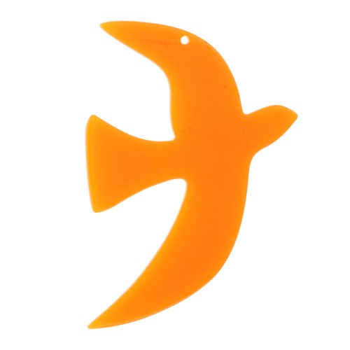 Pendente a forma di uccello in acetato traslucido 35x25 mm escluso Perles&Co - Arancione x1