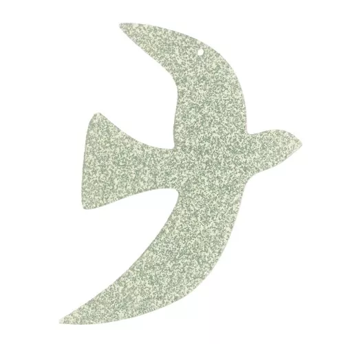 Pendente uccello in acrilico 35x25 mm escl. Perles&Co - Verde muschio glitterato x1