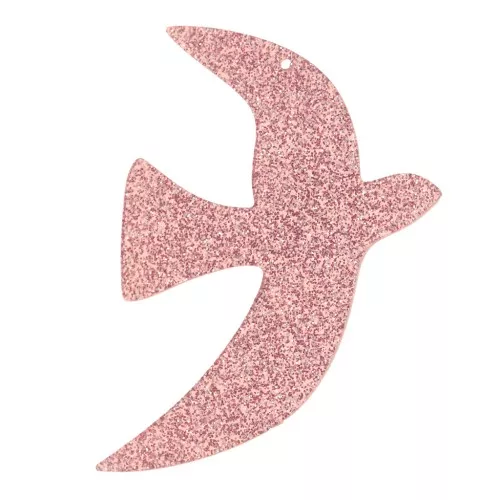 Pendente uccello in acrilico 35x25 mm escl. Perles&Co - Glitter rosa antico x1