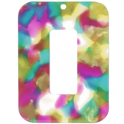 Pendente rettangolare incavato in acetato 40x30mm Tartaruga - Turchese - Fucsia