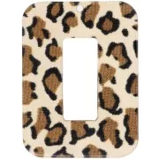 Ciondolo rettangolare incavato 40x30 mm in acrilico - Cheetah Brown - Nero x1