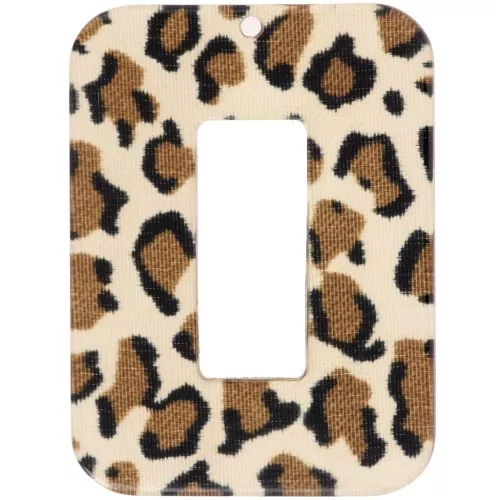 Ciondolo rettangolare incavato 40x30 mm in acrilico - Cheetah Brown - Nero x1