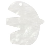 Pendente a forma di uccello in acrilico 30x26 mm - Bianco perlato x1|raw }}