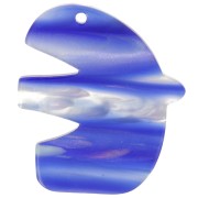 Pendente a forma di uccello in acetato 30x26 mm - A strisce - Blu scuro - Bianco perlato x1|raw }}