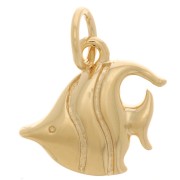Ciondolo a forma di pesce 11x10 mm con anello chiuso - Placcato oro 3 micron x1