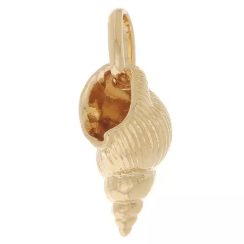 Ciondolo a conchiglia 13x7 mm con anello chiuso - Placcato oro 3 micron x1