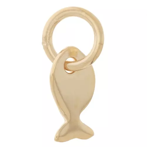 Ciondolo mini pesce 7,5x4 mm con anello chiuso - Placcato oro 3 micron x1