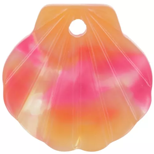 Pendente a forma di conchiglia in acetato da 16 mm - Conchiglia di tartaruga - Rosso - Arancione x1