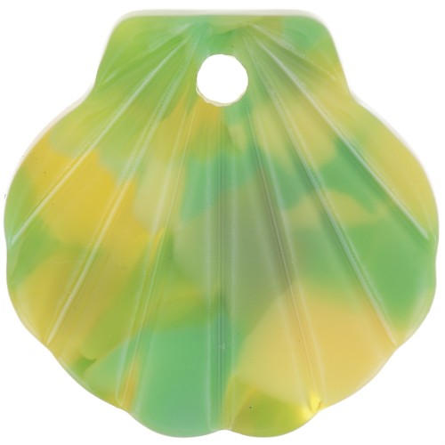 Pendente a forma di guscio di tartaruga da 16 mm in acetato - Verde - Giallo x1