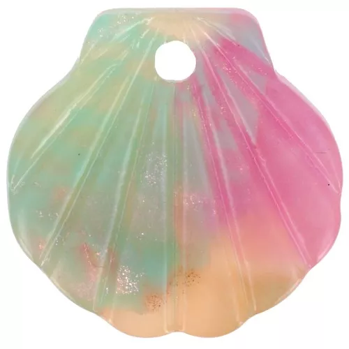 Pendente conchiglia in acetato glitterato da 16 mm - Salmone - Rosa