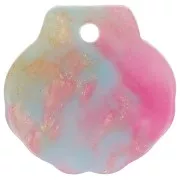 Pendente conchiglia in acetato glitterato da 16 mm - Salmone - Rosa
