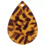 Pendente a goccia 22x15 mm in acetato - Terrazzo Marrone - Nero x1