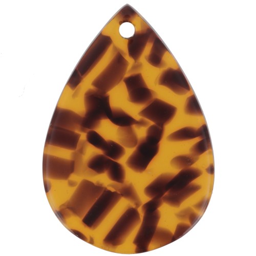 Pendente a goccia 22x15 mm in acetato - Terrazzo Marrone - Nero x1