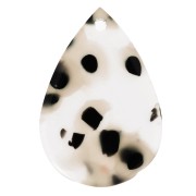 Pendente a goccia 22x15 mm in acetato - Maculato nero - Trasparente beige x1