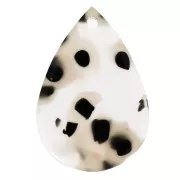 Pendente a goccia 22x15 mm in acetato - Maculato nero - Trasparente beige x1