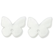 Orecchini a farfalla in acetato 16x19,5 mm - Bianco perlato x2|raw }}