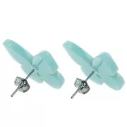 Orecchini a perno a farfalla in acetato 16x19,5 mm - Celadon marmorizzato - Bianco x2