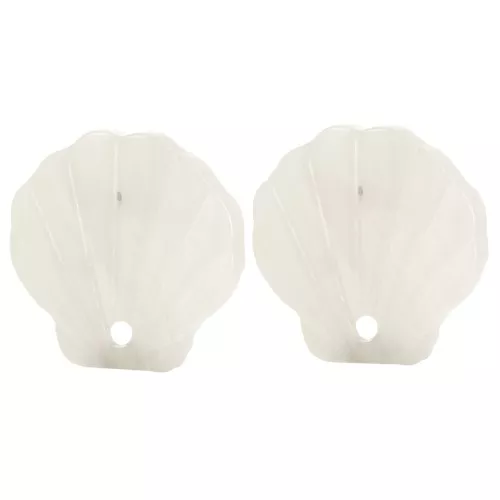 Orecchini a conchiglia in acetato 16 mm - Beige marmorizzato - Avorio x2
