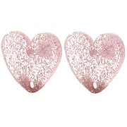 Orecchini cuore in acrilico 14x15,5 mm - Glitter rosa antico x2|raw }}
