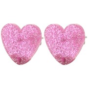 Orecchini cuore in acrilico 14x15,5 mm - Glitter rosa x2|raw }}