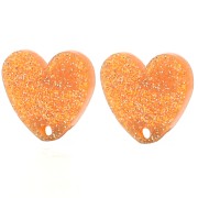 Orecchini cuore in acrilico 14x15,5 mm - Glitter arancione x2|raw }}
