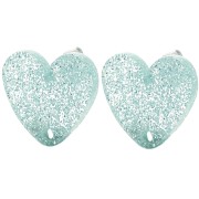 Orecchini cuore in acrilico 14x15,5 mm - Glitter blu smerigliato x2|raw }}