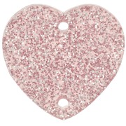 Distanziatore a cuore in acrilico 15x16,5 mm - Glitter rosa antico x1