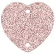 Distanziatore a cuore in acrilico 15x16,5 mm - Glitter rosa antico x1