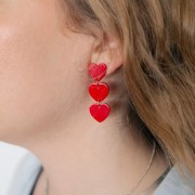 Distanziatore a cuore in acrilico 15x16,5 mm - Glitter rosa antico x1