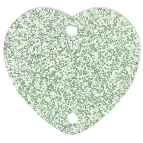 Distanziatore a cuore in acrilico 15x16,5 mm - Verde muschio glitterato x1