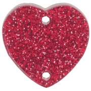 Distanziatore a cuore in acrilico 15x16,5 mm - Rosso glitter x1|raw }}