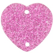 Distanziatore a cuore in acrilico 15x16,5 mm - Rosa glitter x1