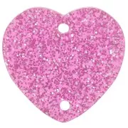 Distanziatore a cuore in acrilico 15x16,5 mm - Rosa glitter x1