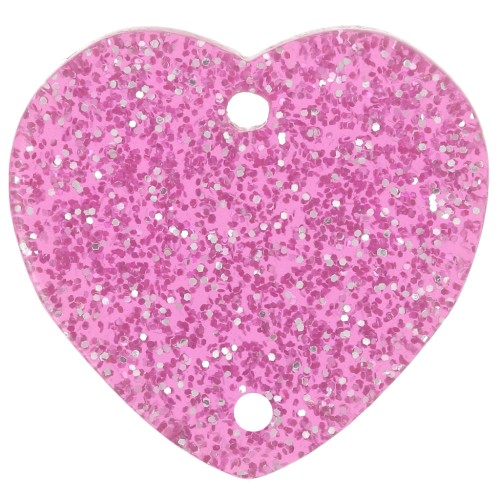 Distanziatore a cuore in acrilico 15x16,5 mm - Rosa glitter x1