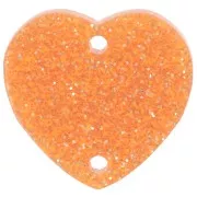 Distanziatore a cuore in acrilico 15x16,5 mm - Arancione glitterato x1