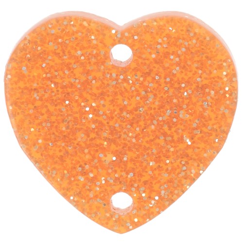 Distanziatore a cuore in acrilico 15x16,5 mm - Arancione glitterato x1