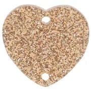 Distanziatore a cuore in acrilico 15x16,5 mm - Bronzo glitterato x1