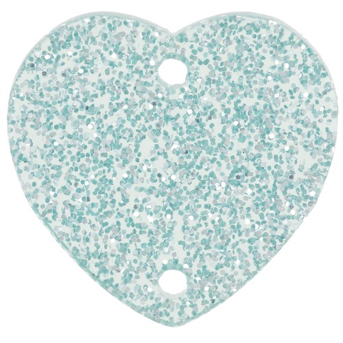 Distanziatore a cuore in acrilico 15x16,5 mm - Blu glitterato x1