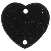 Distanziatore a cuore in acrilico 15x16,5 mm - Nero glitter x1|raw }}